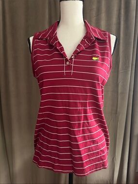 Magnolia Lane Collection Masters Sleeveless Striped Polo Top - Red